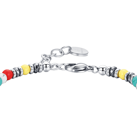 BRACCIALE IN ACCIAIO CON PIETRE MULTICOLOR