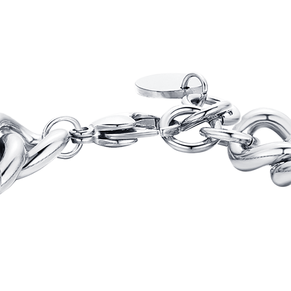 BRACCIALE DONNA IN ACCIAIO CON CRISTALLI BIANCHI MAGLIA CATENA