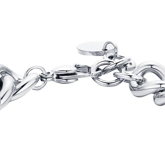 BRACCIALE DONNA IN ACCIAIO CON CRISTALLI BIANCHI MAGLIA CATENA