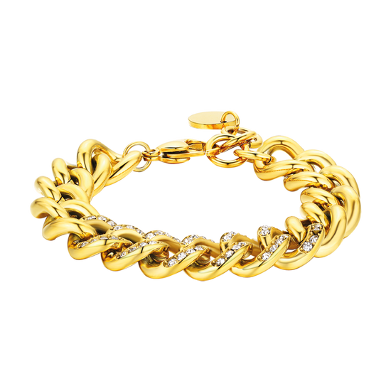 BRACCIALE DONNA IN ACCIAIO CON CRISTALLI BIANCHI MAGLIA CATENA