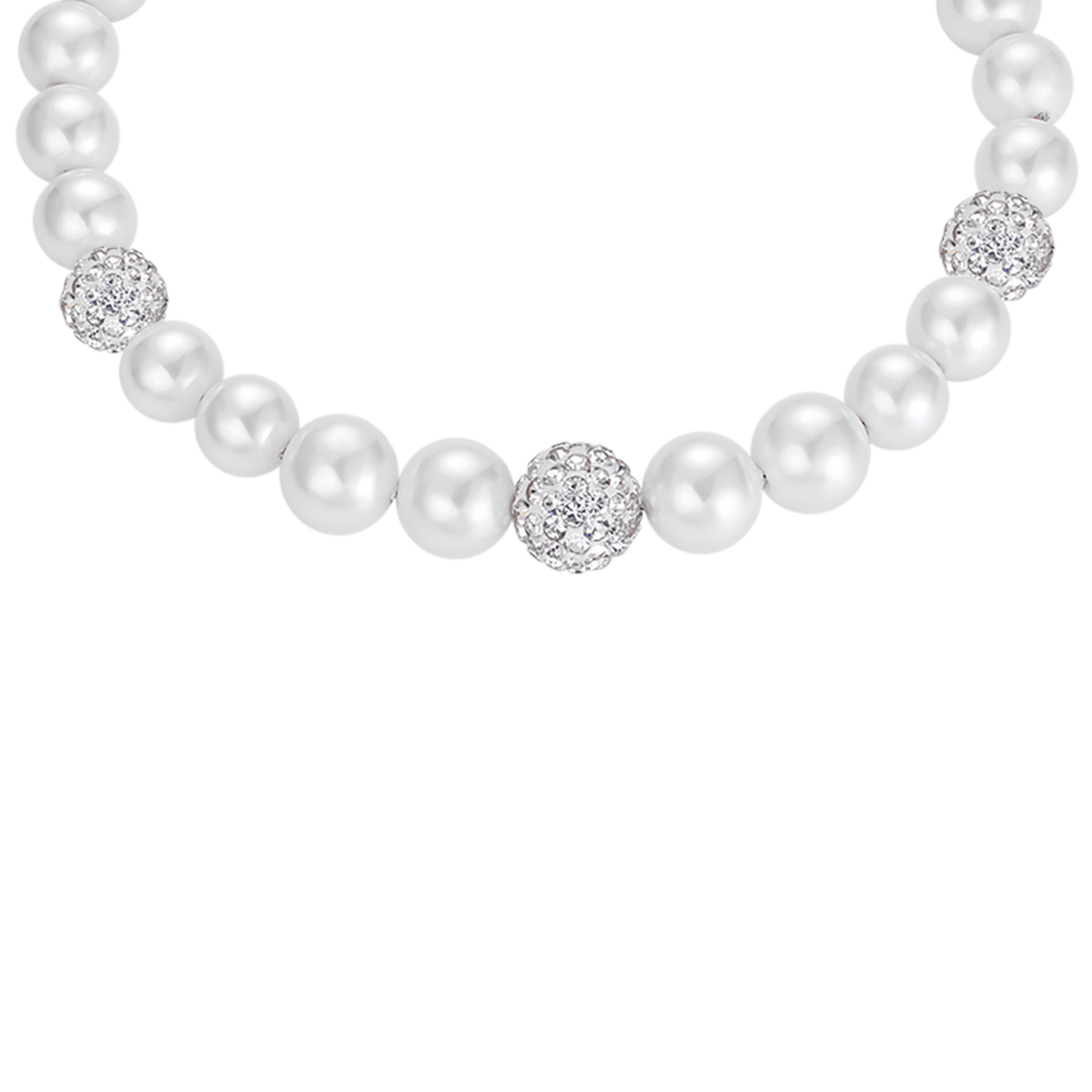 BRACCIALE DONNA DI PERLE CON CRISTALLI BIANCHI