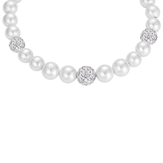 BRACCIALE DONNA DI PERLE CON CRISTALLI BIANCHI
