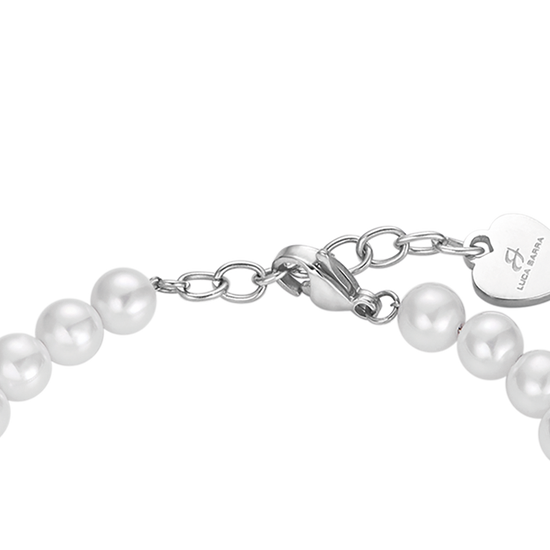 BRACCIALE DONNA DI PERLE CON CRISTALLI BIANCHI