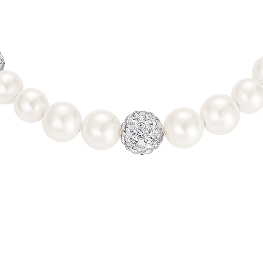 BRACCIALE DONNA DI PERLE CON CRISTALLI BIANCHI