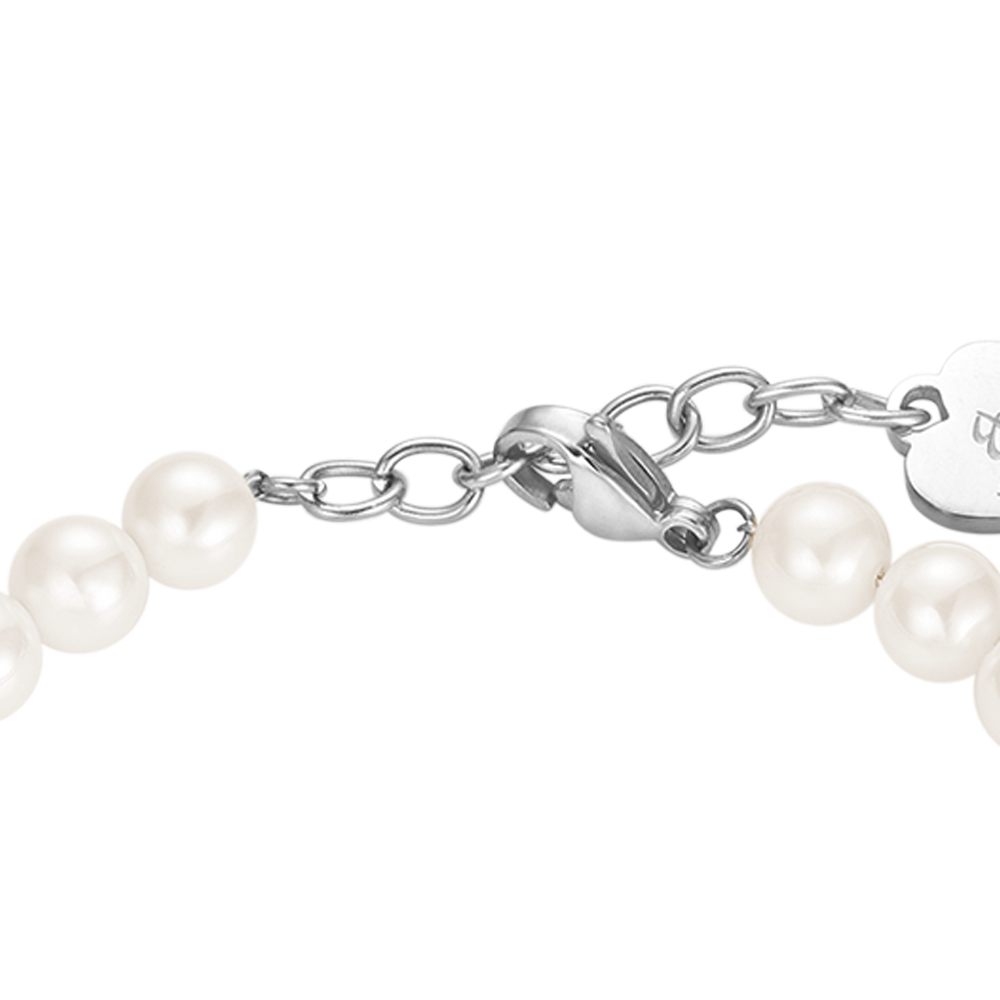 BRACCIALE DONNA DI PERLE CON CRISTALLI BIANCHI