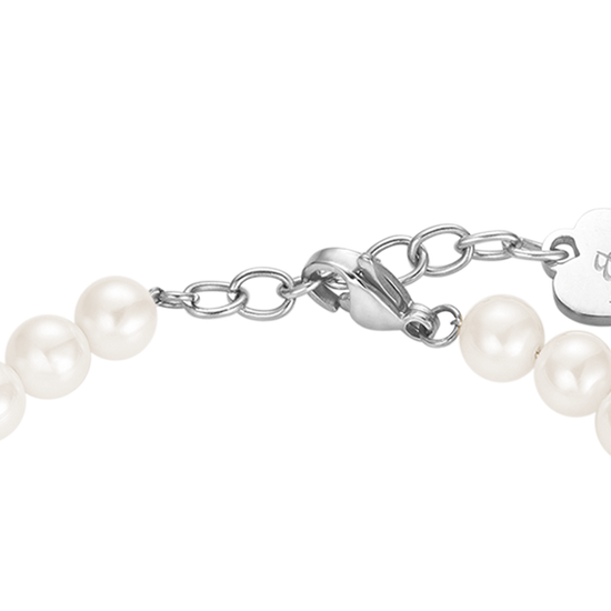 BRACCIALE DONNA DI PERLE CON CRISTALLI BIANCHI