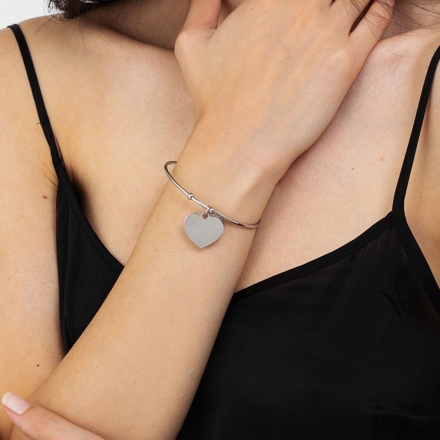 BRACCIALE DONNA PERSONALIZZATO IN ACCIAIO CON CUORE