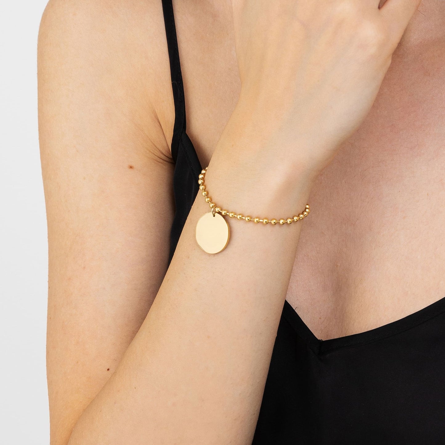 BRACCIALE DONNA PERSONALIZZATO IN ACCIAIO DORATO CON PIASTRA