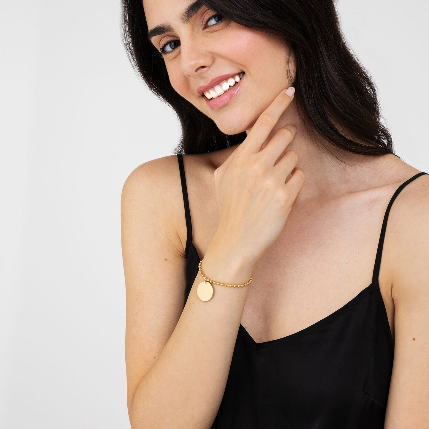 BRACCIALE DONNA PERSONALIZZATO IN ACCIAIO DORATO CON PIASTRA