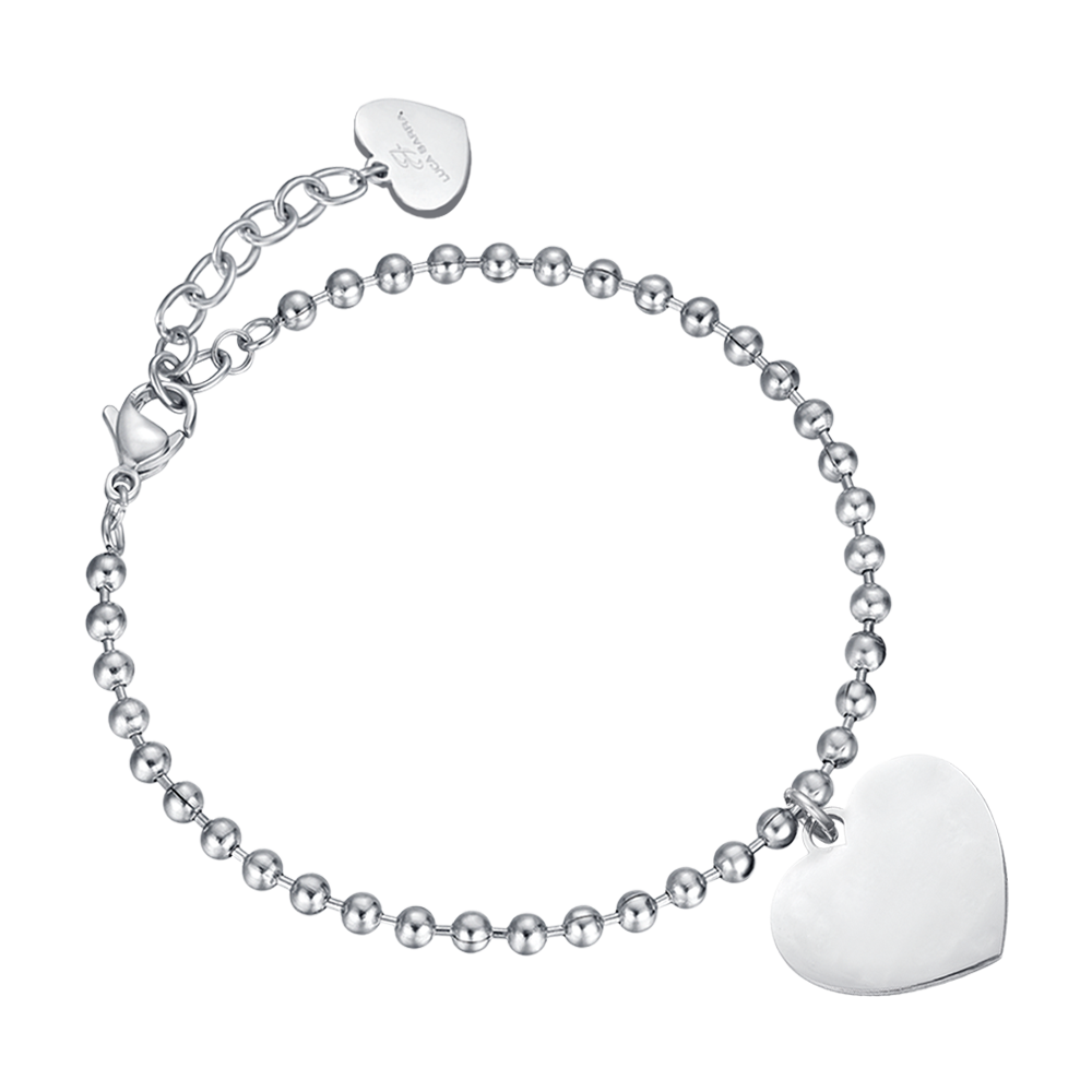 Luca Barra Bracciale Donna Acciaio Con Cuore - Lunghezza 17+3 Cm, Misura Cuore 22x20 Mm, Referenza Bk2124