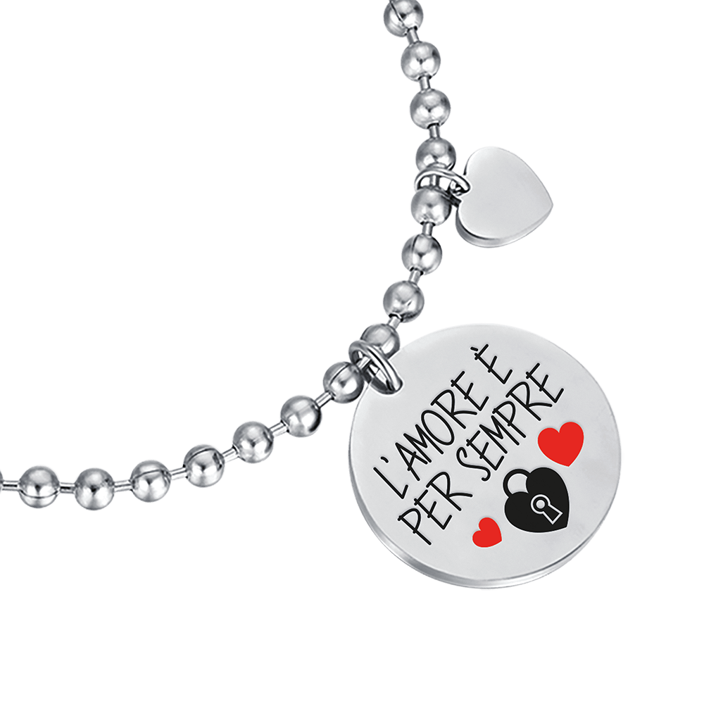 BRACCIALE DONNA IN ACCIAIO L'AMORE E' PER SEMPRE