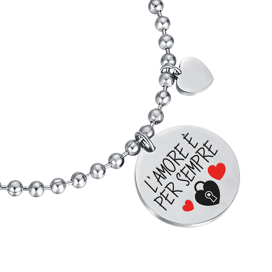 BRACCIALE DONNA IN ACCIAIO L'AMORE E' PER SEMPRE