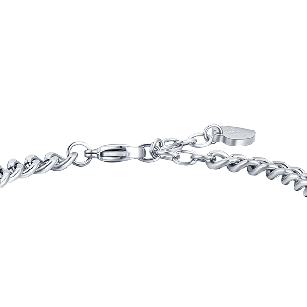 BRACCIALE DONNA IN ACCIAIO AMORE CON CRISTALLI BIANCHI