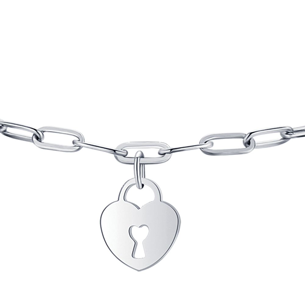 BRACCIALE DONNA IN ACCIAIO CON LUNA CUORE LUCCHETTO E STELLA
