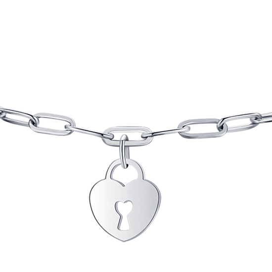 BRACCIALE DONNA IN ACCIAIO CON LUNA CUORE LUCCHETTO E STELLA