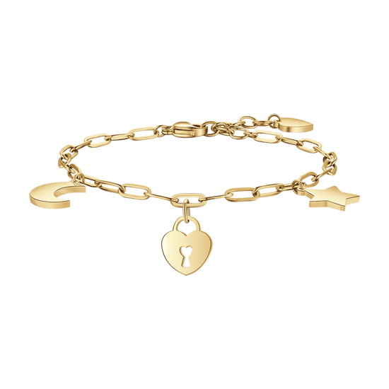 CARISSIMA Bracciale da Donna in Oro Giallo 9ct con Catena Rambo da 3mm, Lucchetto e Catena di Sicurezza, Lunghezza 19cm/7.5 CARISSIMA Bracciale da Donna in Oro Giallo 9ct con Catena Rambo da 3mm, Lucchetto e Catena di Sicurezza, Lunghezza 19cm/7.5