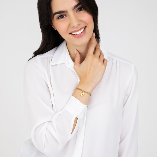 BRACCIALE DONNA IN ACCIAIO DORATO CON CUORE LUCCHETTO