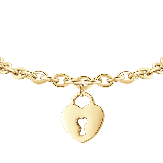 BRACCIALE DONNA IN ACCIAIO DORATO CON CUORE LUCCHETTO