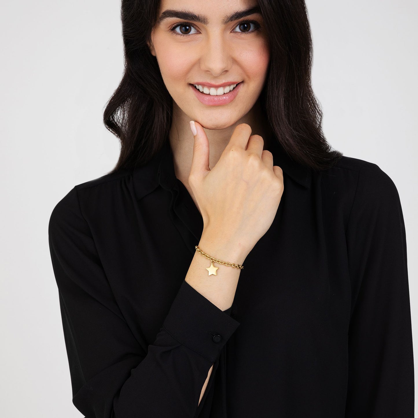 BRACCIALE DONNA IN ACCIAIO DORATO CON STELLA