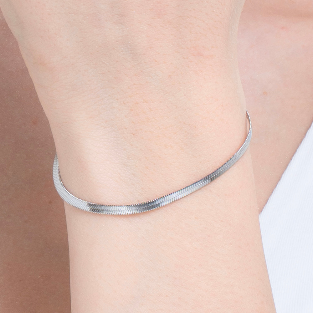 FOCALOOK Bracciale Donna Elastico A Catena Serpente | Gioiello In Acciaio Inossidabile 316L Larghezza 10mm | Idea Regalo In Confezione Regalo (Argento, Oro, Nero)