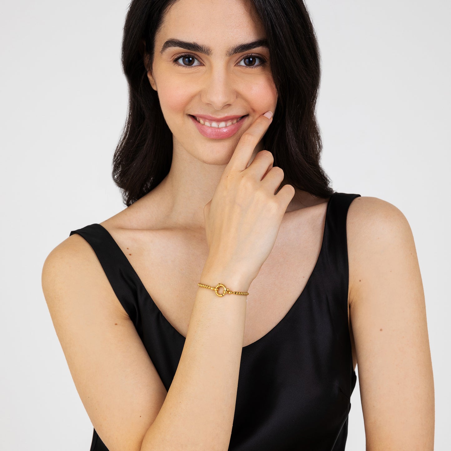 BRACCIALE DONNA IN ACCIAIO DORATO CON CERCHIO