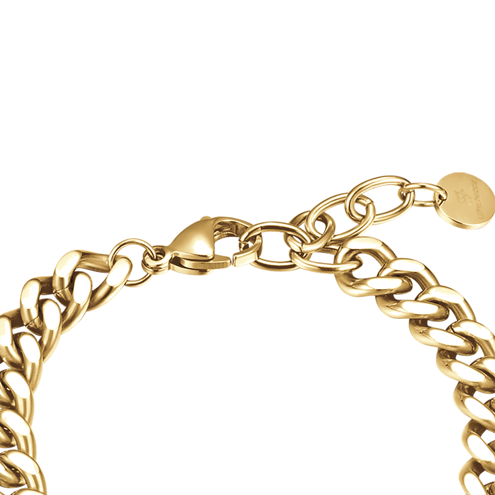 BRACCIALE DONNA IN ACCIAIO DORATO CON ELEMENTO E CRISTALLI BIANCHI