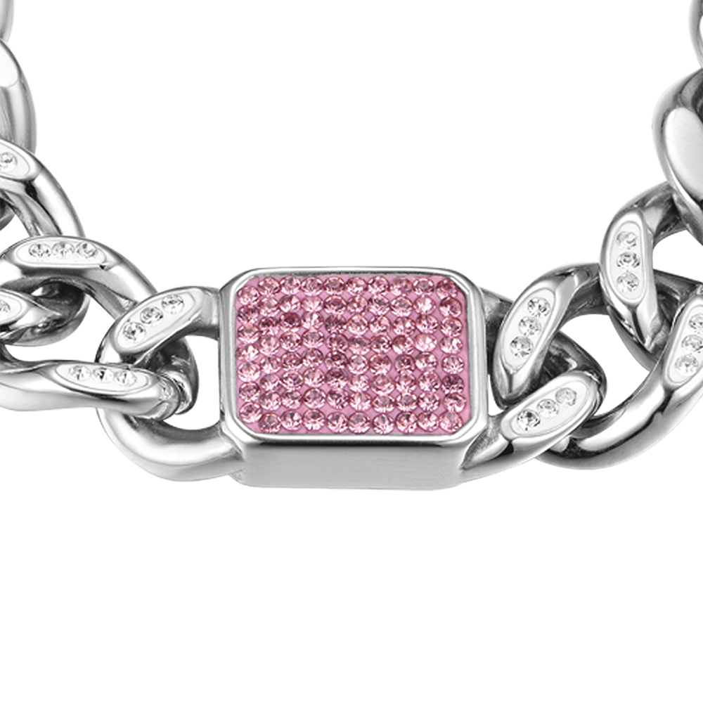 BRACCIALE DONNA IN ACCIAIO CON CRISTALLI FUCSIA