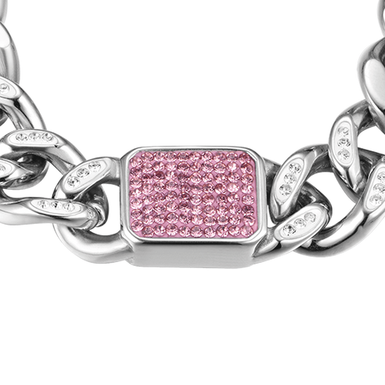 BRACCIALE DONNA IN ACCIAIO CON CRISTALLI FUCSIA
