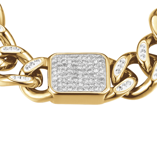 BRACCIALE DONNA IN ACCIAIO DORATO E CRISTALLI BIANCHI