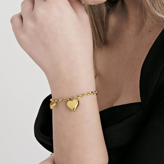 BRACCIALE DONNA IN ACCIAIO IP GOLD CON CUORI Luca Barra