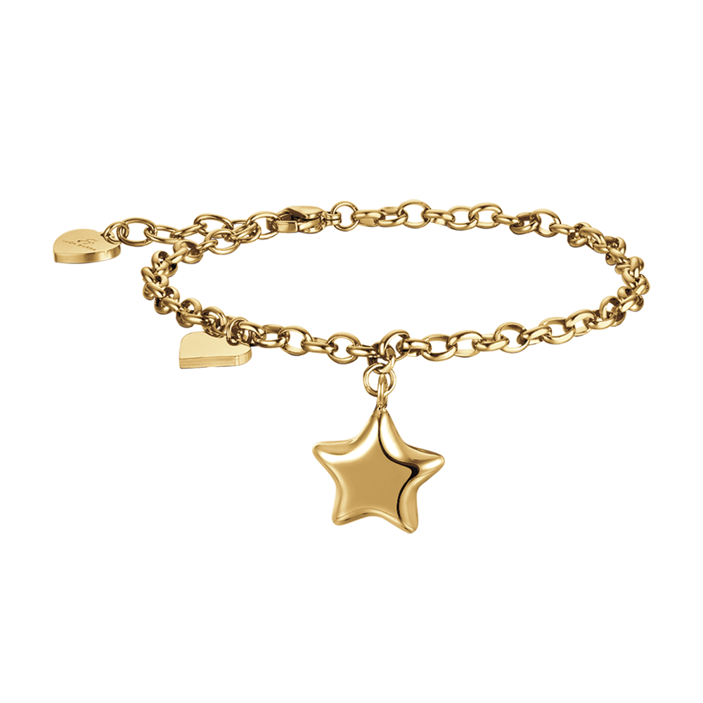 BRACCIALE DONNA IN ACCIAIO IP GOLD CON STELLA E CUORE