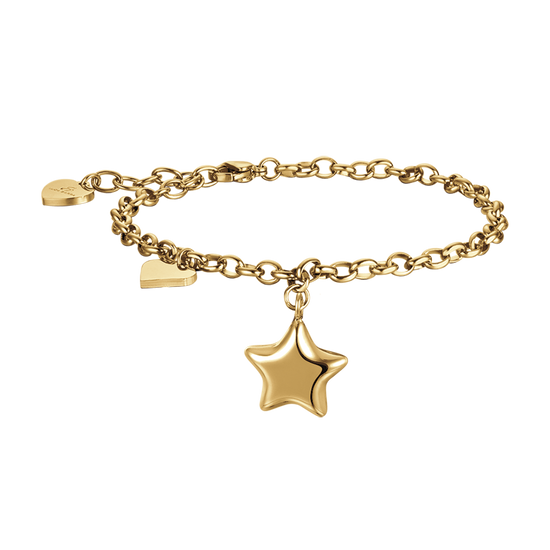 BRACCIALE DONNA IN ACCIAIO IP GOLD CON STELLA E CUORE