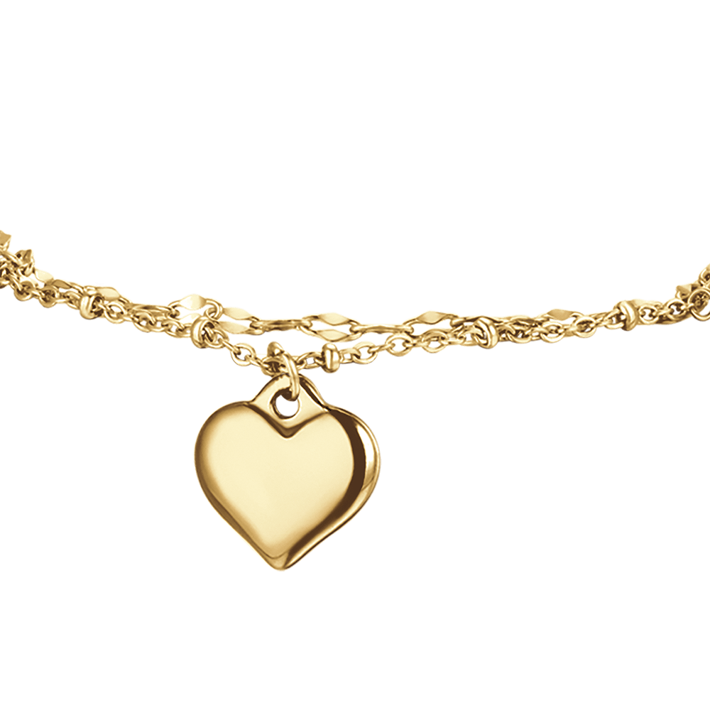 BRACCIALE DONNA IN ACCIAIO IP GOLD CON CUORE E CRISTALLI BIANCHI