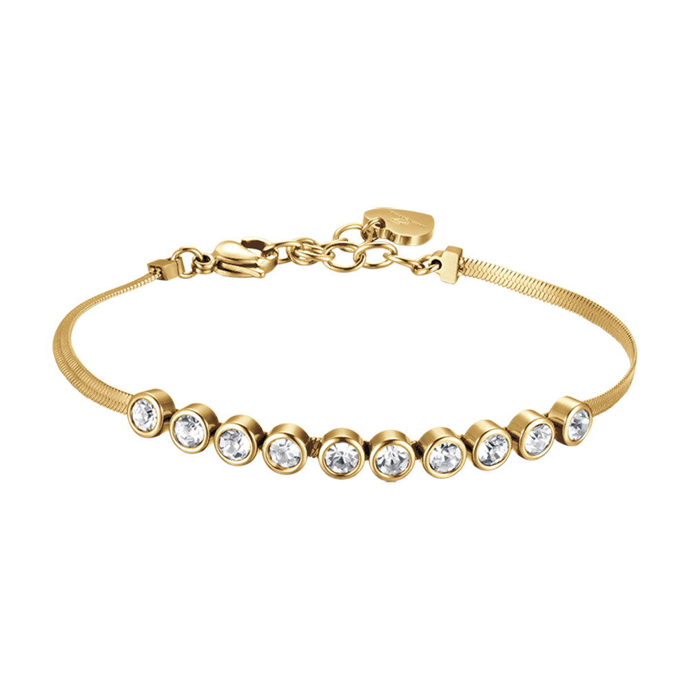 BRACCIALE DONNA IN ACCIAIO IP GOLD CON PIETRE BIANCHE Luca Barra