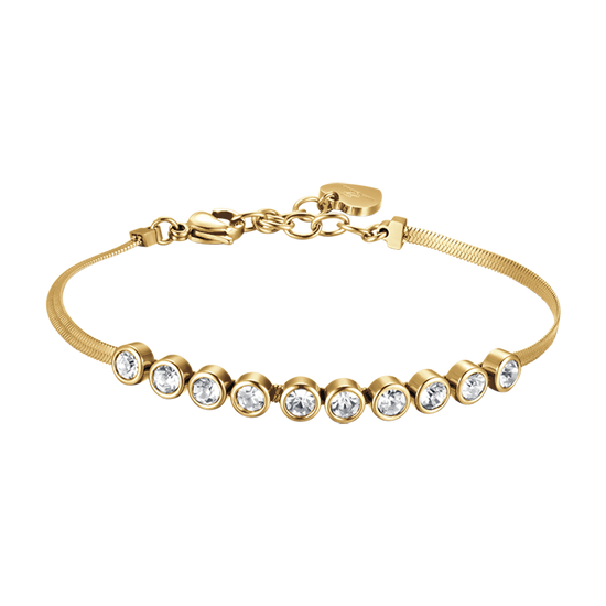 BRACCIALE DONNA IN ACCIAIO IP GOLD CON PIETRE BIANCHE Luca Barra