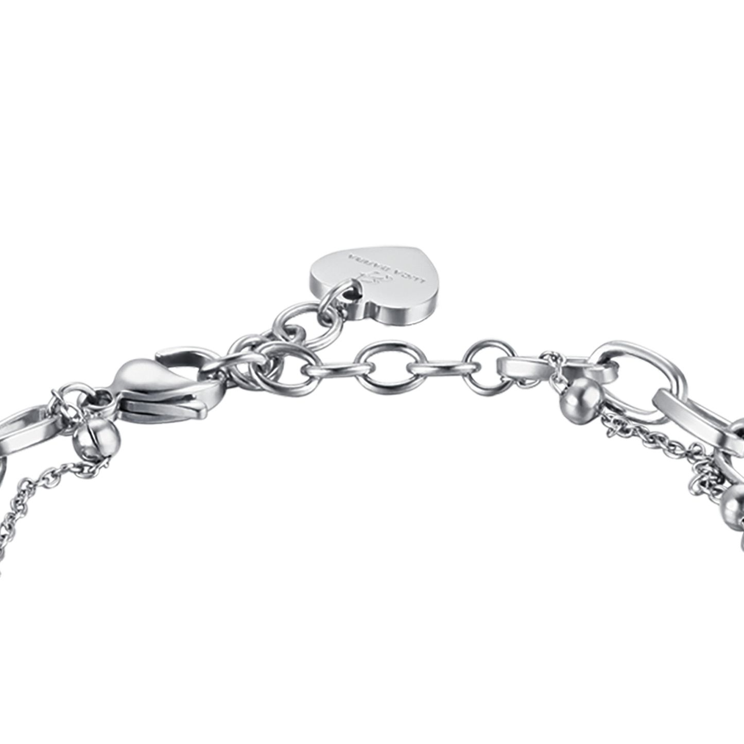 BRACCIALE DONNA IN ACCIAIO CON CUORE E PERLE