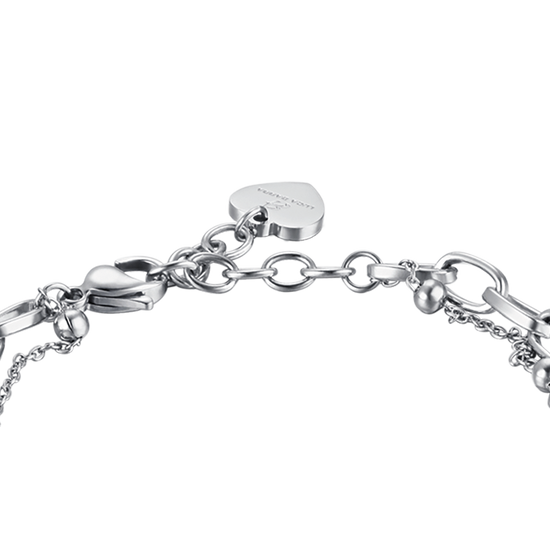 BRACCIALE DONNA IN ACCIAIO CON CUORE E PERLE