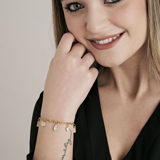 BRACCIALE DONNA IN ACCIAIO IP GOLD CON CRISTALLI BIANCHI