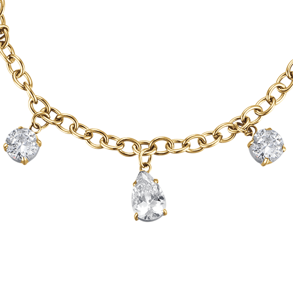 BRACCIALE DONNA IN ACCIAIO IP GOLD CON CRISTALLI BIANCHI