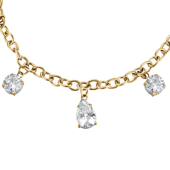 BRACCIALE DONNA IN ACCIAIO IP GOLD CON CRISTALLI BIANCHI