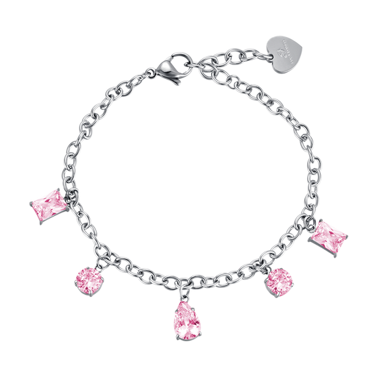 BRACCIALE DONNA IN ACCIAIO CON CRISTALLI ROSA Luca Barra