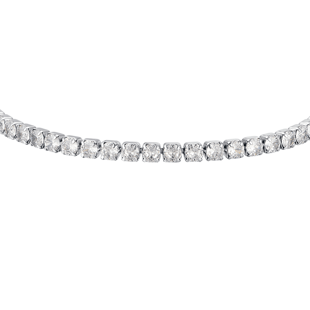 BRACCIALE TENNIS DONNA IN ACCIAIO CON CRISTALLI BIANCHI