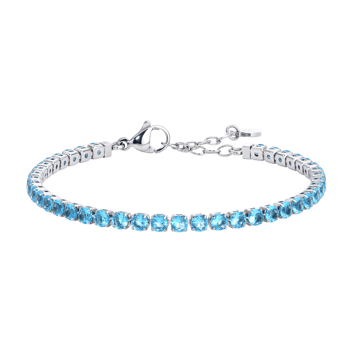 DAMEN-TENNISARMBAND AUS STAHL MIT BLAUEN KRISTALLEN
