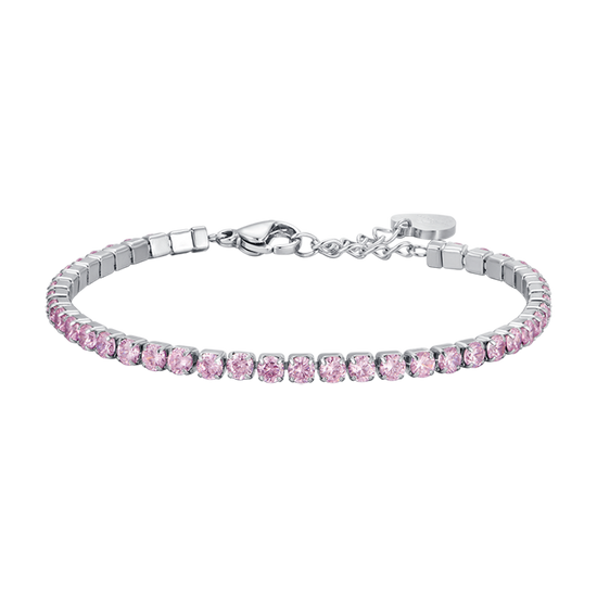 Bracciale Tennis Donna Con Cristalli Zirconia Cubica - Rettangolare E Rotondo, Regolabile, Placcato Oro - Con Sacchetto Regalo