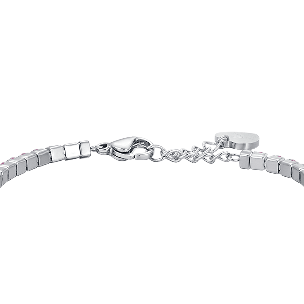 BRACCIALE TENNIS DONNA IN ACCIAIO CON CRISTALLI ROSA