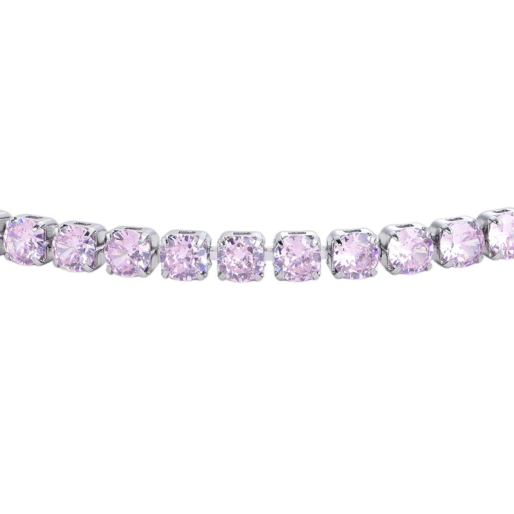 WOMEN'S STEEL TENNIS BRACELET WITH PINK CRYSTALS