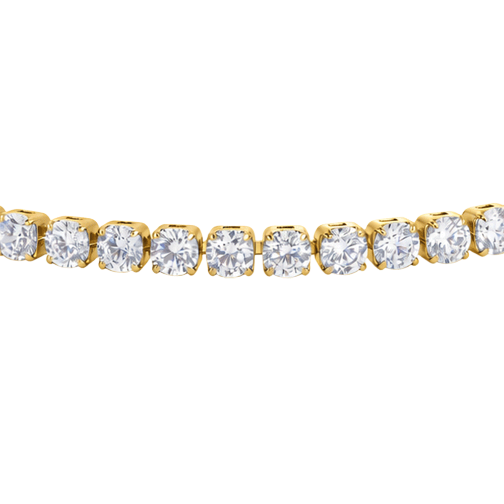 BRACCIALE TENNIS DONNA IN ACCIAIO IP GOLD CON CRISTALLI BIANCHI