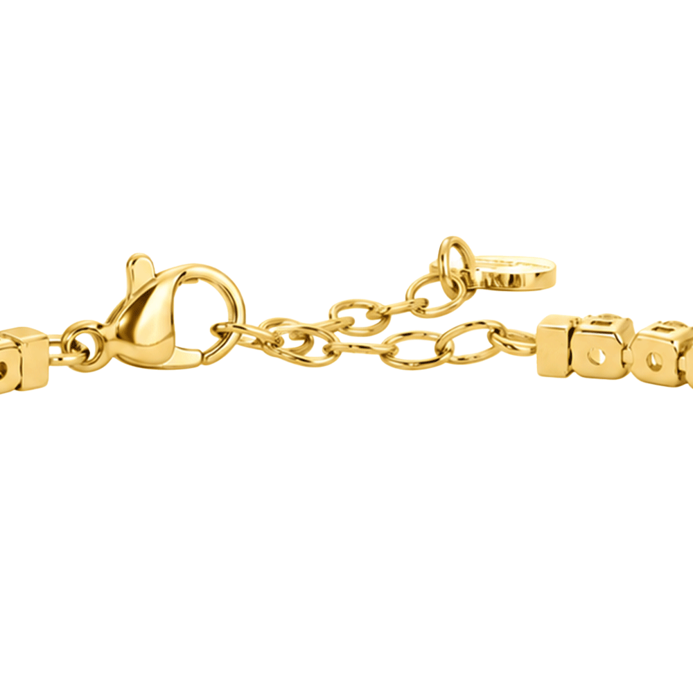 BRACCIALE TENNIS DONNA IN ACCIAIO IP GOLD CON CRISTALLI BIANCHI