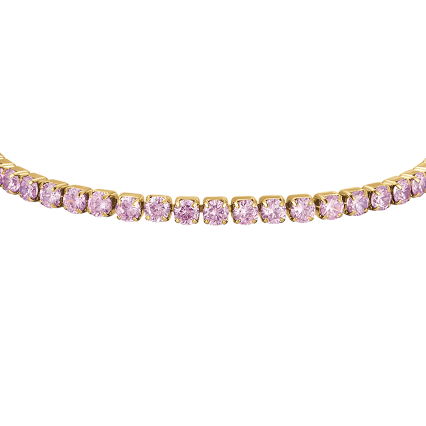 BRACCIALE TENNIS DONNA IN ACCIAIO IP GOLD CON CRISTALLI ROSA