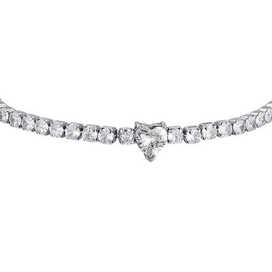 BRACCIALE DONNA IN ACCIAIO CON CRISTALLI BIANCHI E CUORE CRISTALLO